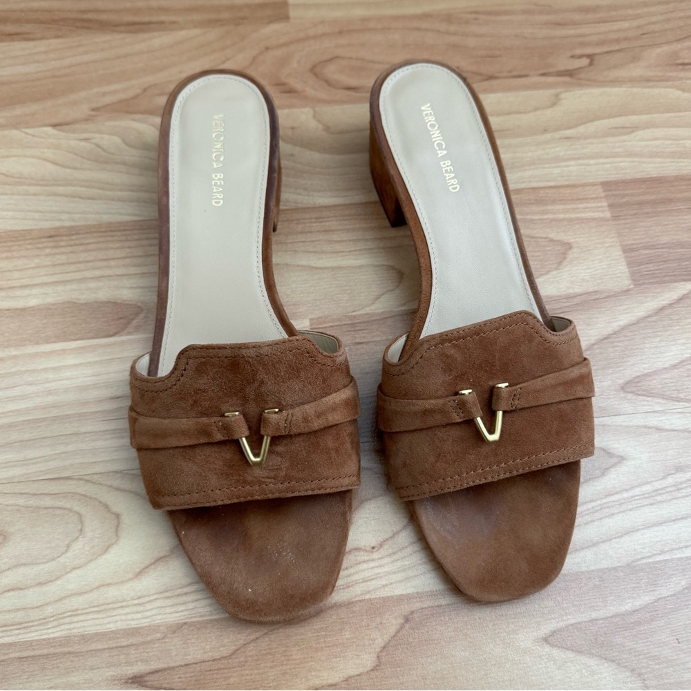 Veronica Beard Annette Suede Medallion Mule Sandals